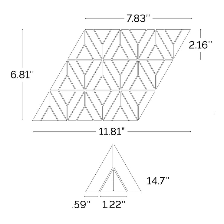 Monroe Triangle Calacatta and Black Jade Polished Marble Mosaic Tile