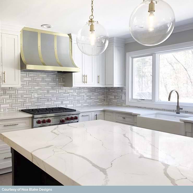 Esplanade French Linen Polished Marble Mosaic Tile