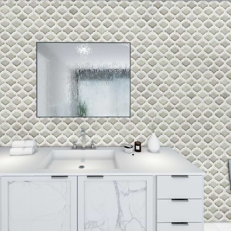 Nabi Arabesque Tundra Marble & Crackled Glass Tile