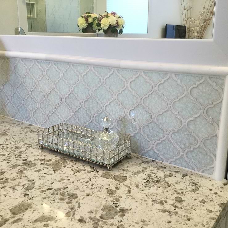 Roman Frosty Morning Arabesque Glass Polished Mosaic Wall Tile