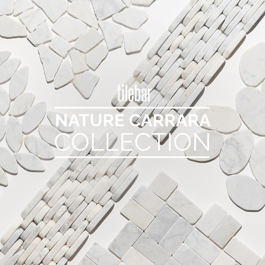 Nature Tumbled Carrara Marble Honed Mosaic Tile