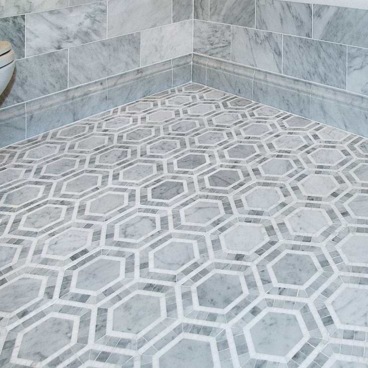 Nova Lynx 6" Hexagon Gray Marble Polished Mosaic Tile