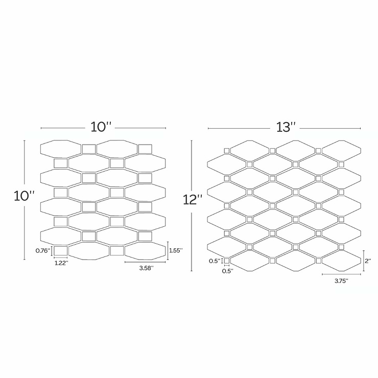 Octave Asian Statuary & Athens Gray 2x4 Marble Polished Mosaic Tile