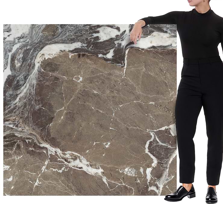 Autograph Espresso Brown 48x48 Marble Look Satin Porcelain Tile