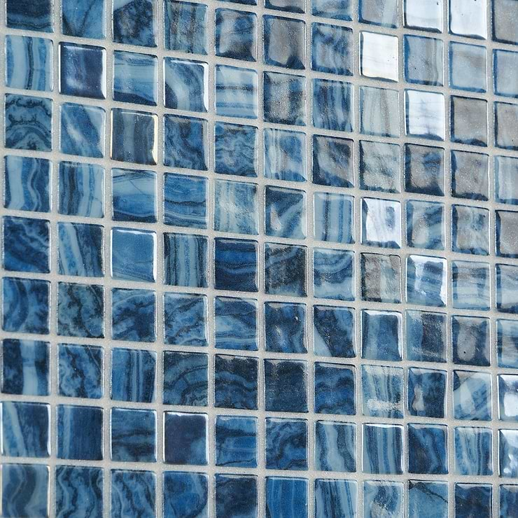 Swim Bali Blue 1x1 Glossy Glass Mosaic Tile