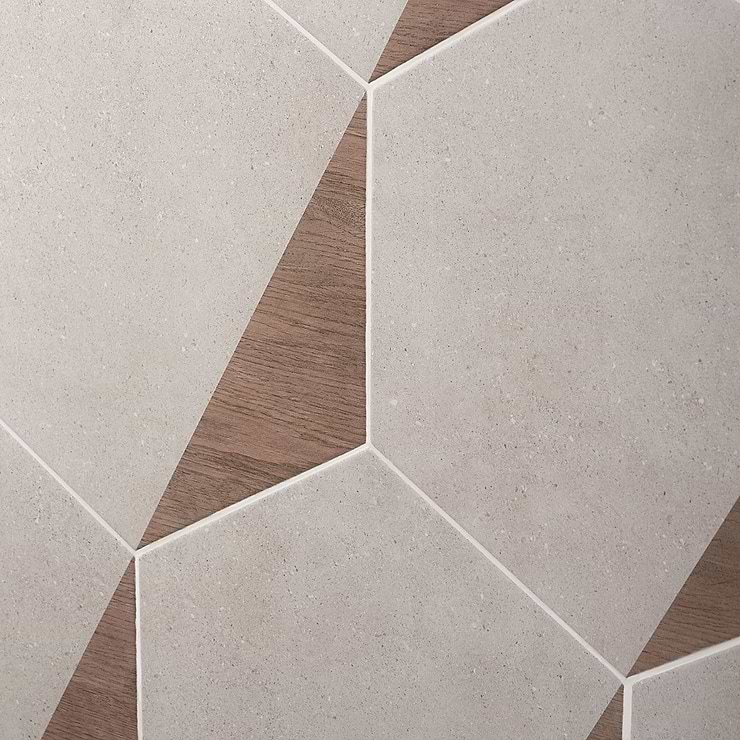 Pergola Wood Taupe 12.5" Hexagon Matte Porcelain Tile