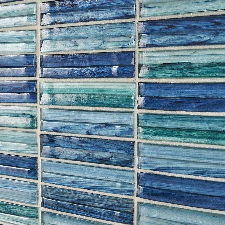 Maya Stacked Aqua Mosaic Tile 