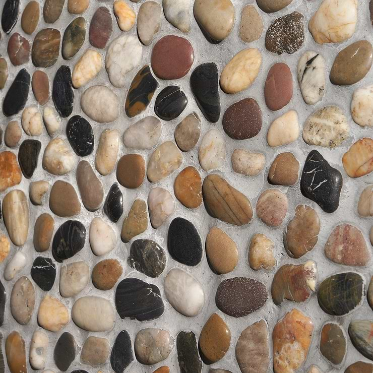 Cobblestone Motley Brown Full Pebble Polished Mosaic Tile