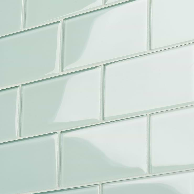 Loft Seafoam Green 3x6 Polished Glass Subway Tile