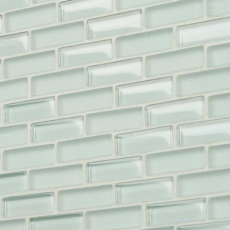 Loft Seafoam Green 1/2x2 Frosted Glass Brick Mosaic Tile