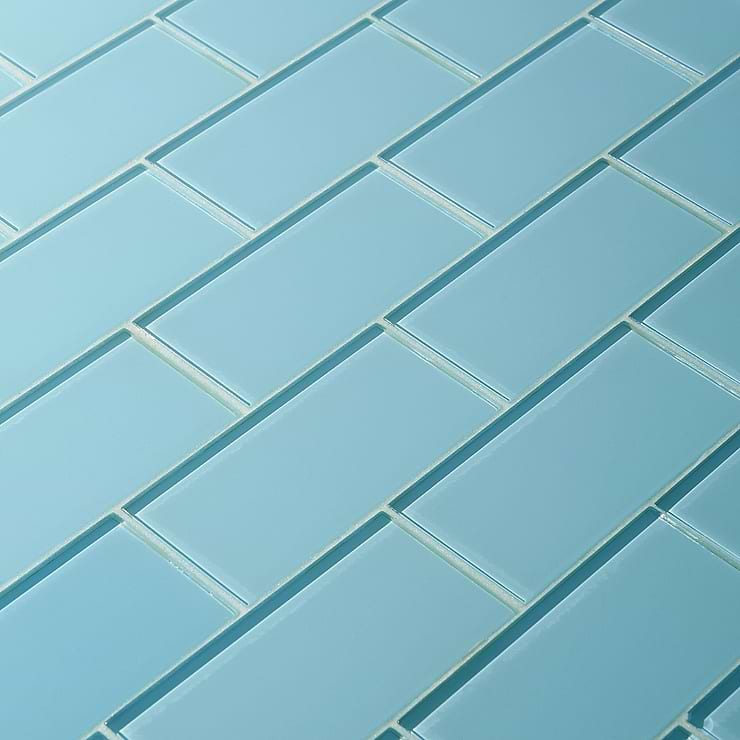 Loft Turquoise 3x6 Polished Glass Subway Wall Tile