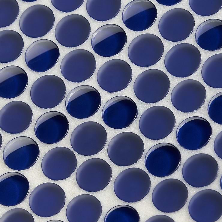 Loft Royal Blue Penny Round Glass Tile