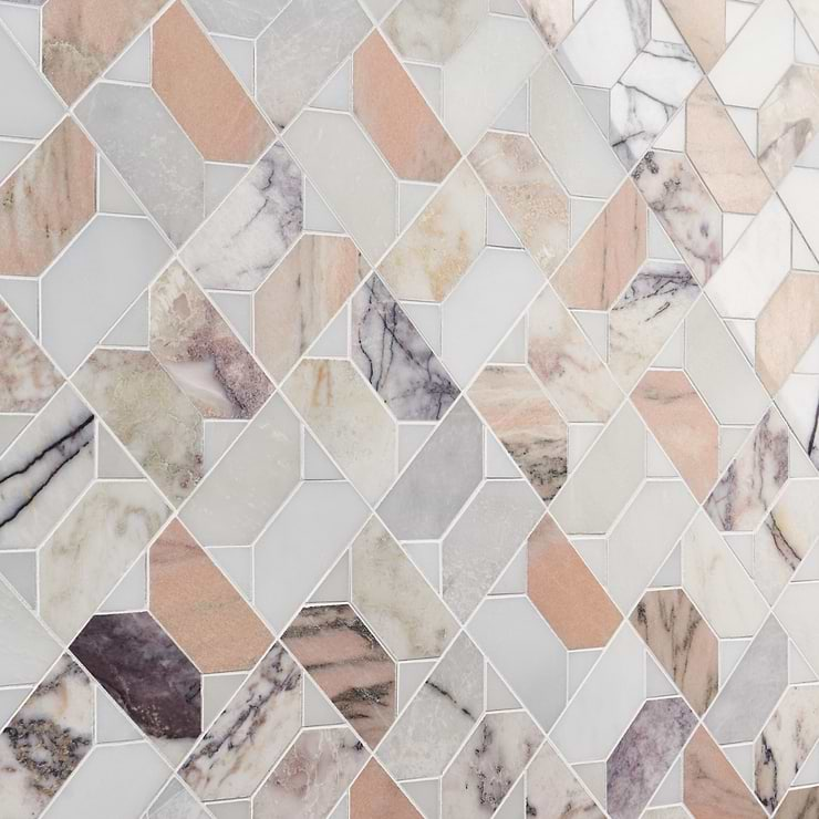 Isobel Grace Peach Polished Marble Luxury Mosaic Tile