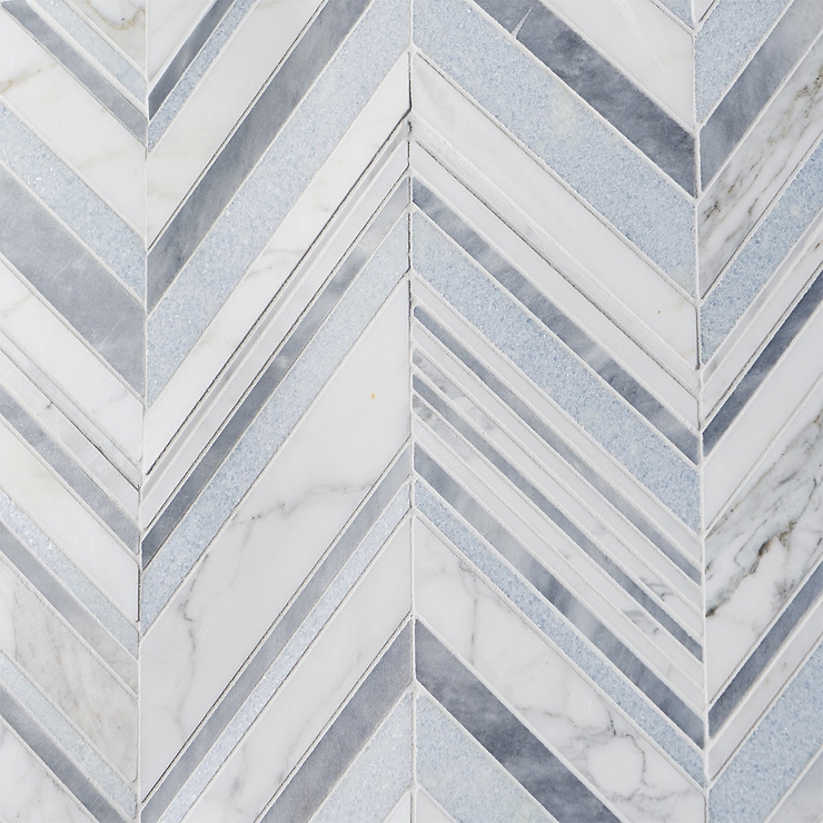 Aya Blue Polished Marble Mosaic Tile