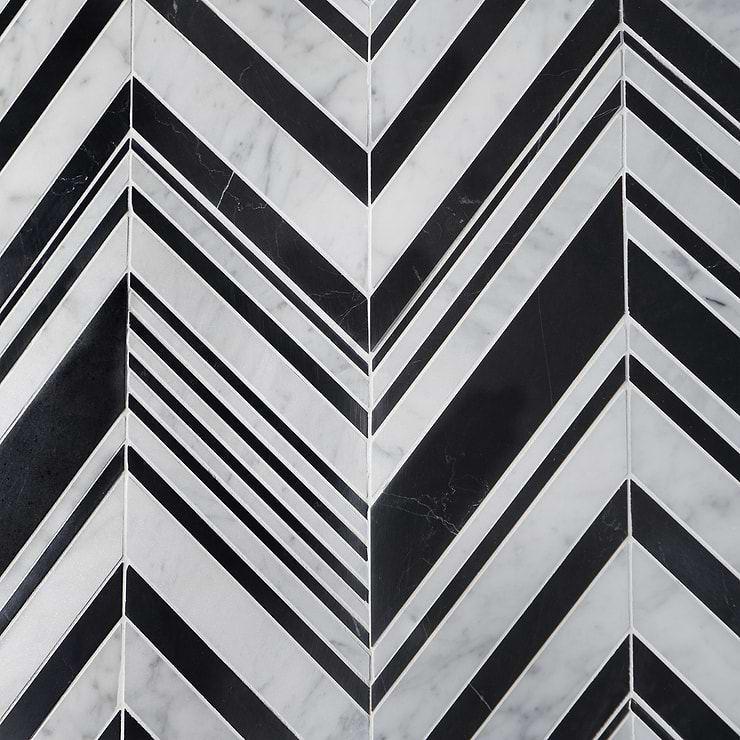 Aya Nero Polished Marble Mosaic Tile