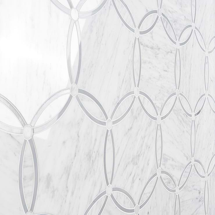 Celine Carrara White Polished Marble Mosaic Tile