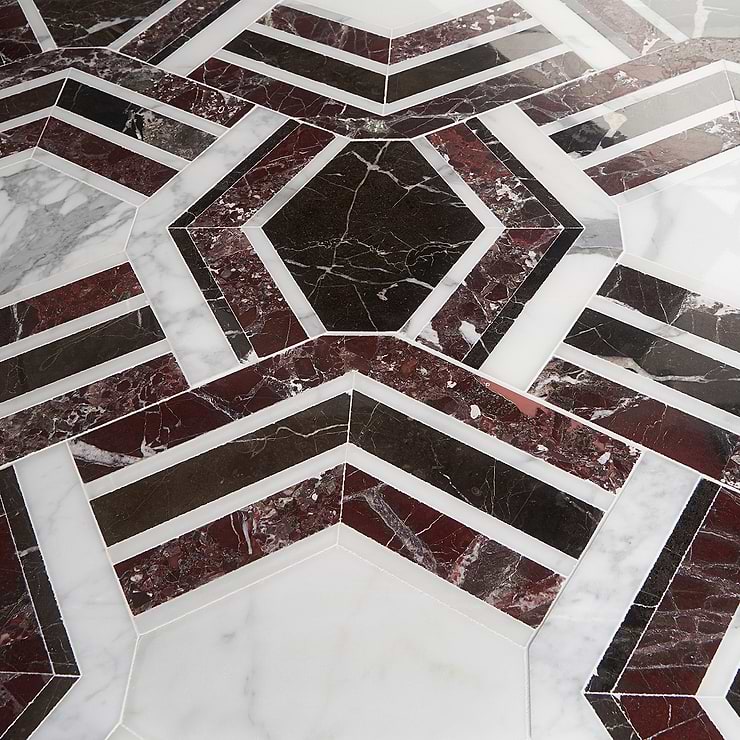 Mezzo Bordeaux Polished Marble Mosaic