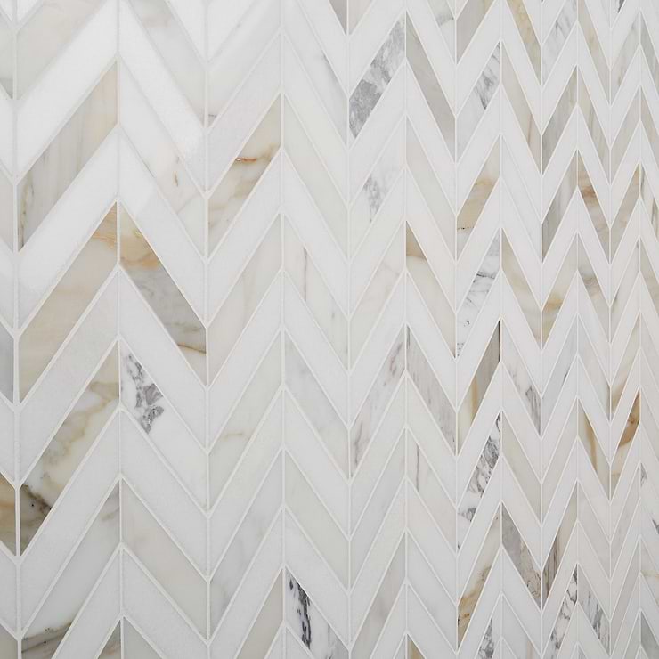 Talon Calacatta & Thassos 1x4 Marble Polished Mosaic Tile