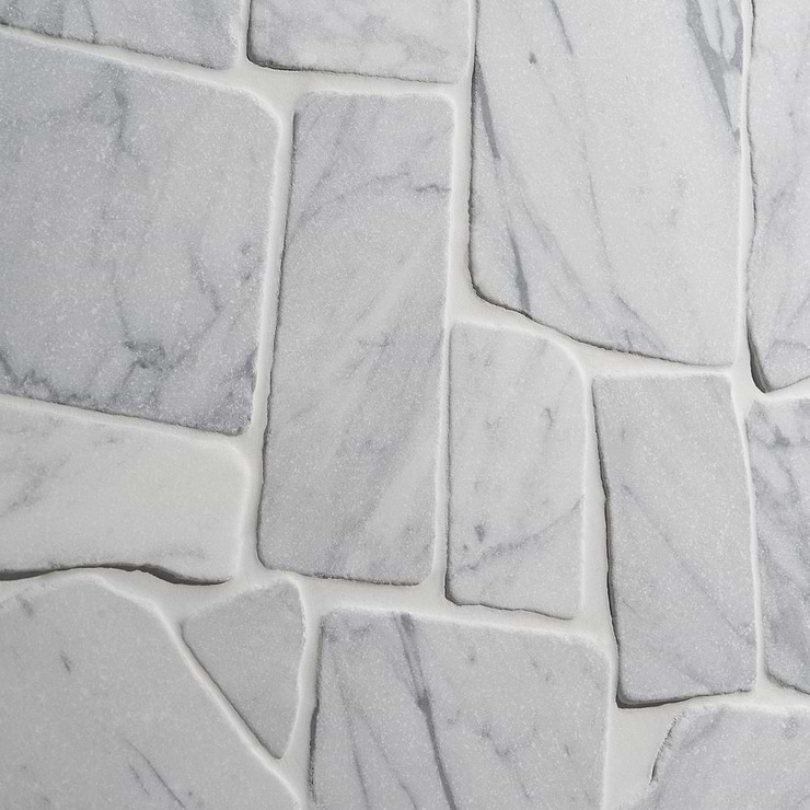 Nature Flagstone Jumbo Carrara Honed Marble Mosaic Tile