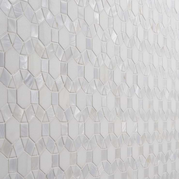 Victoria Pearl & White Thassos Marble Polished Mosaic Tile