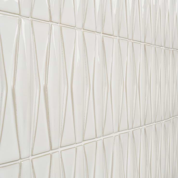Nabi Harlequin Natural White 2x8 Glossy Glass Mosaic Tile