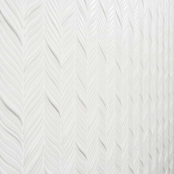 Nabi Alula Glacier White Chevron Crackled Glossy Glass Mosaic Tile