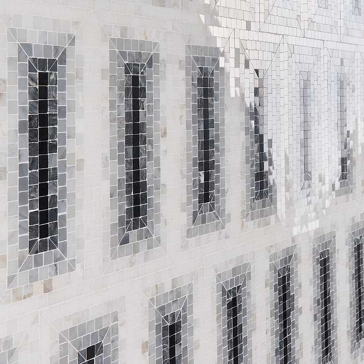 Ako Grigio Gray 4x9 Rectangle Marble Micro Mosaic Tile