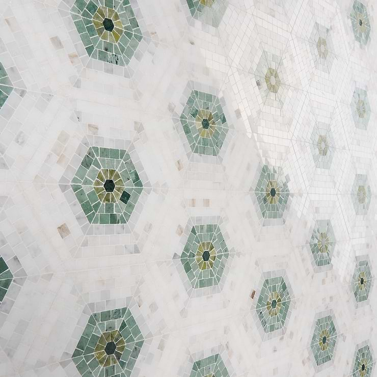 Ako Verde Green 6" Hexagon Marble Micro Mosaic Tile