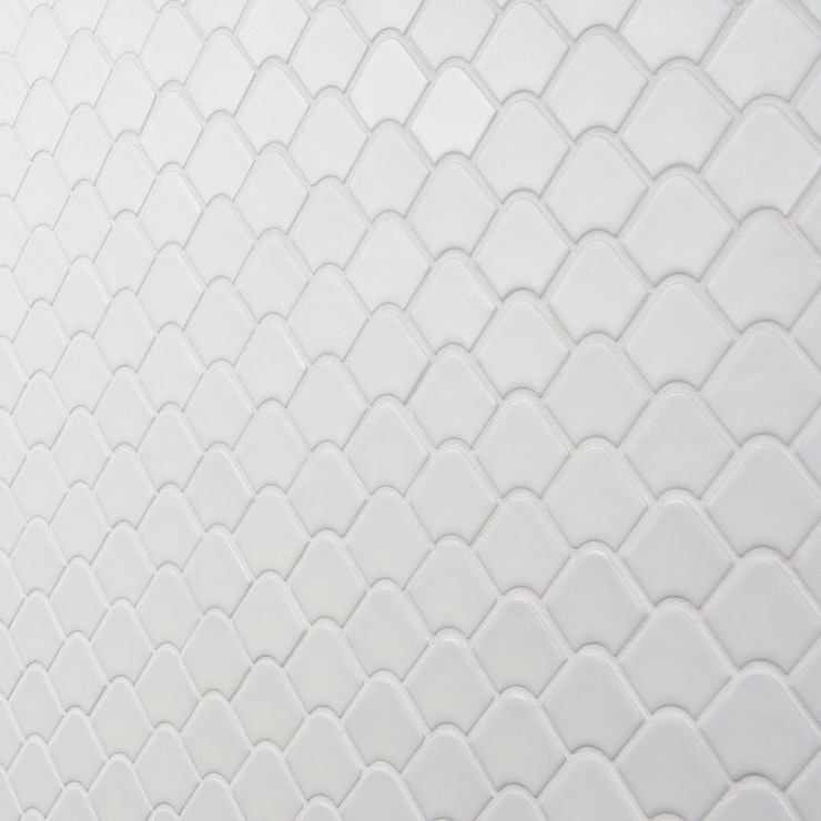 Suki White 2x3 Fishscale Matte Glass Mosaic Tile
