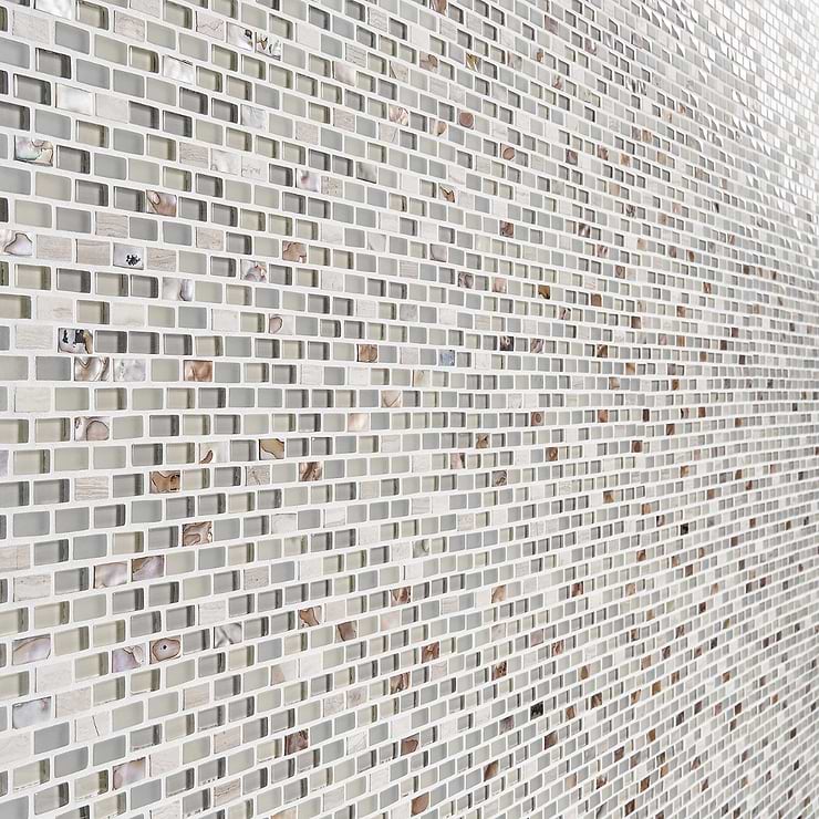 Paragon Calico Beige 1/2x1 Mini Brick Marble & Glass Mosaic Tile