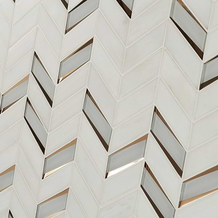 Kasol Golden 2x4 Marble and Mirrored Glass Polished Mosaic Tile