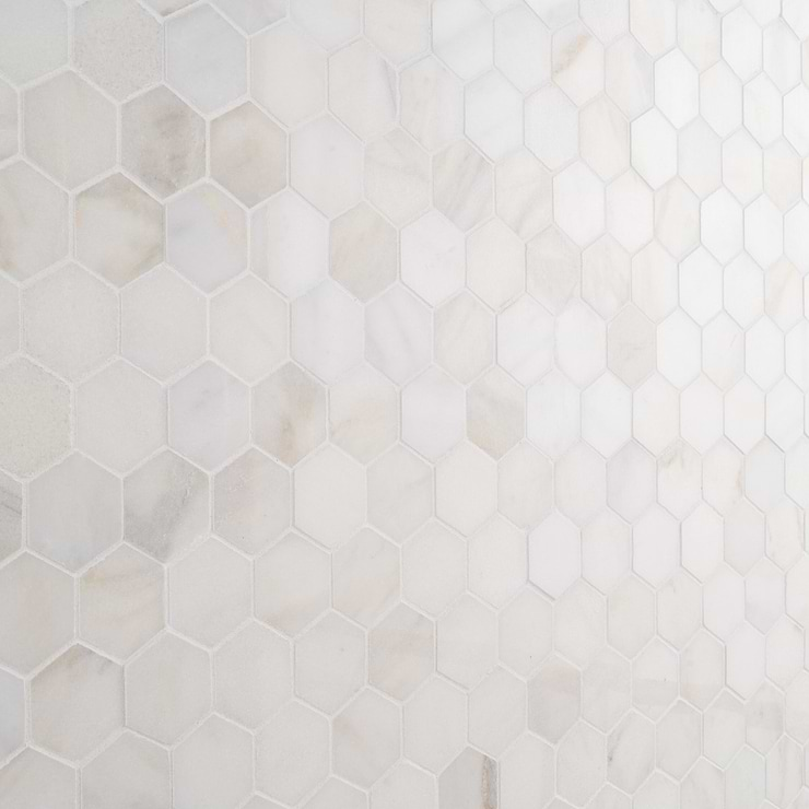 White Jade 2" Hexagon Polished Marble Mosaic