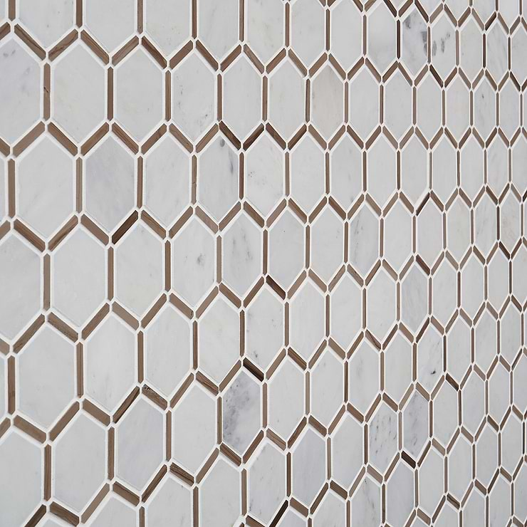 Florentine Asian Statuary & Athens White and Gray 2" Hexagon Polished Marble Mosaic Tile