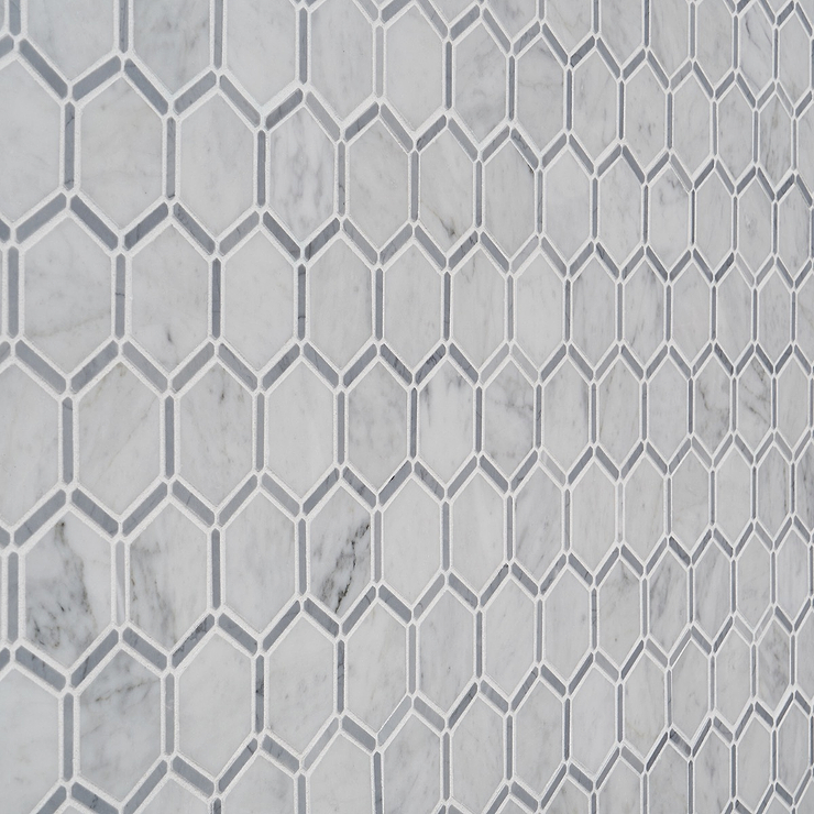 Florentine Carrara & Light Bardiglio Gray 2" Hexagon Polished Marble Mosaic Tile