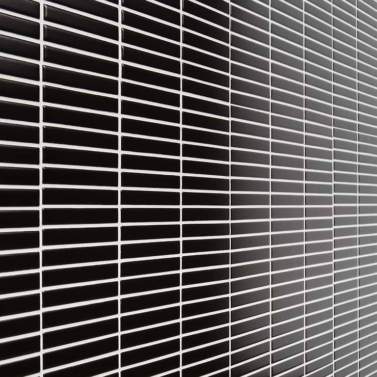 Kai Black 1x4" Tri-Stacked Matte Porcelain Mosaic Tile
