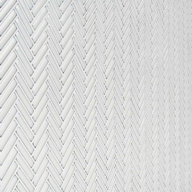 Kai Snow White 1x2" Herringbone Glossy Porcelain Mosaic Tile