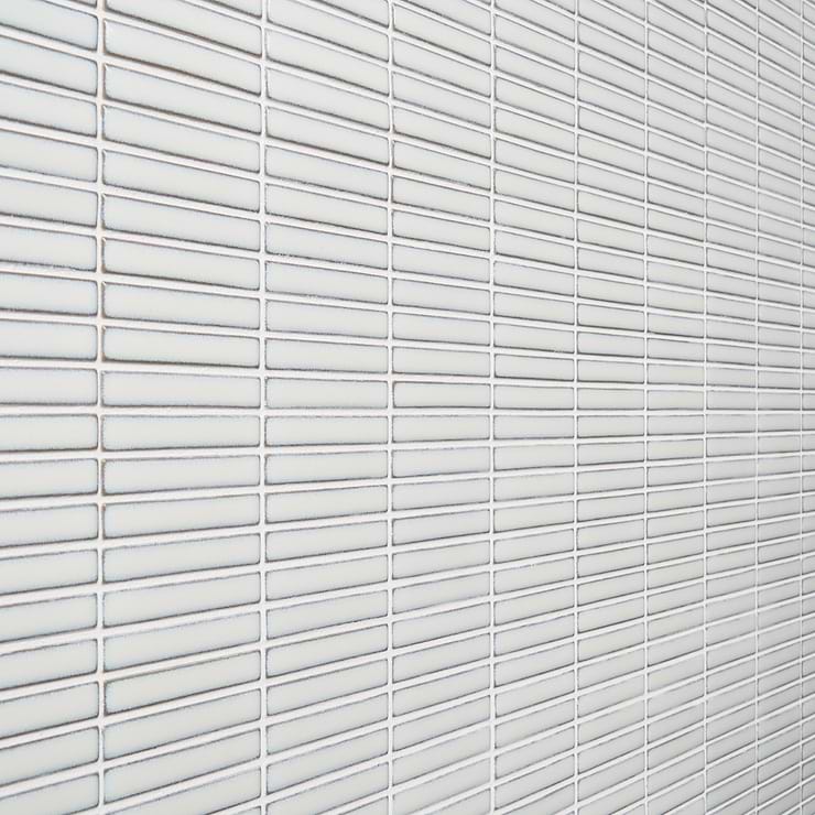 Kai Snow White 1x4" Tri-Stacked Glossy Porcelain Mosaic Tile
