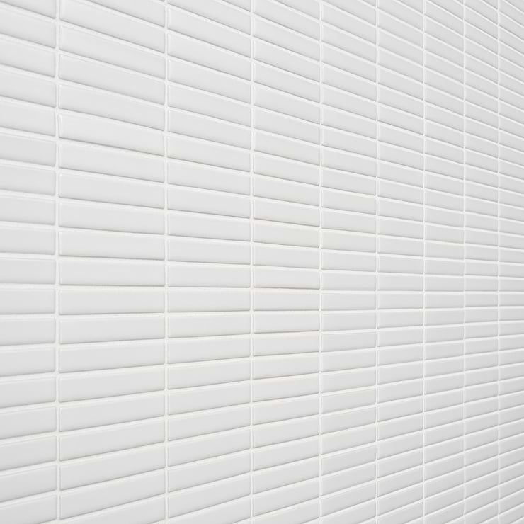 Kai White 1x4" Tri-Stacked Matte Porcelain Mosaic Tile
