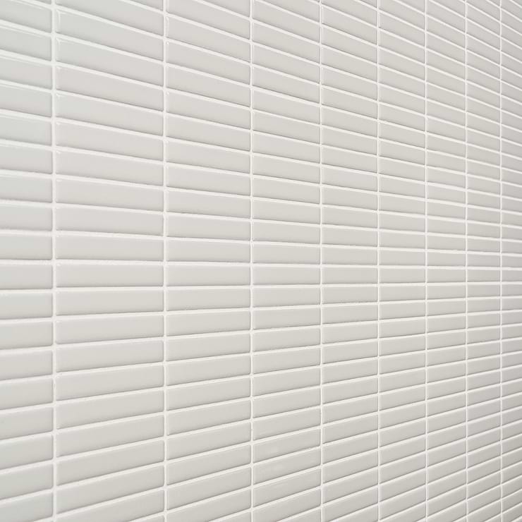 Kai White 1x4" Tri-Stacked Glossy Porcelain Mosaic Tile
