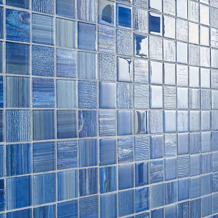 Marley Lake Blue 2x2 Polished Glass Mosaic