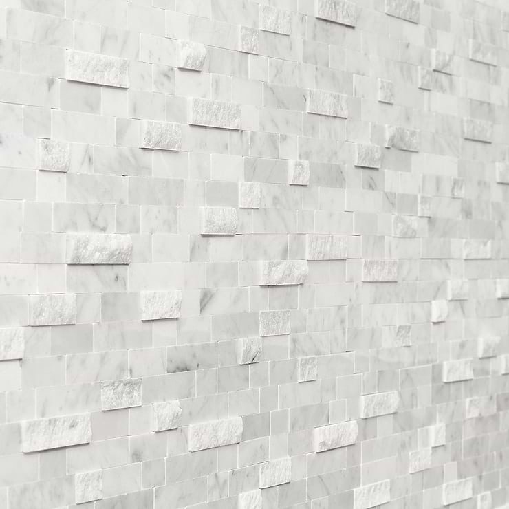 Mini Brick LPS White Peel & Stick Self Adhesive Polished Stone Mosaic Tile