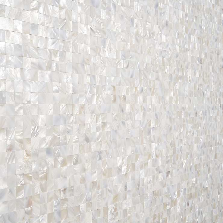 Mother of Pearl LPS Beige Small Squares Seamless Peel & Stick Self Adhesive Polished Pearl Shell Mosaic Tile