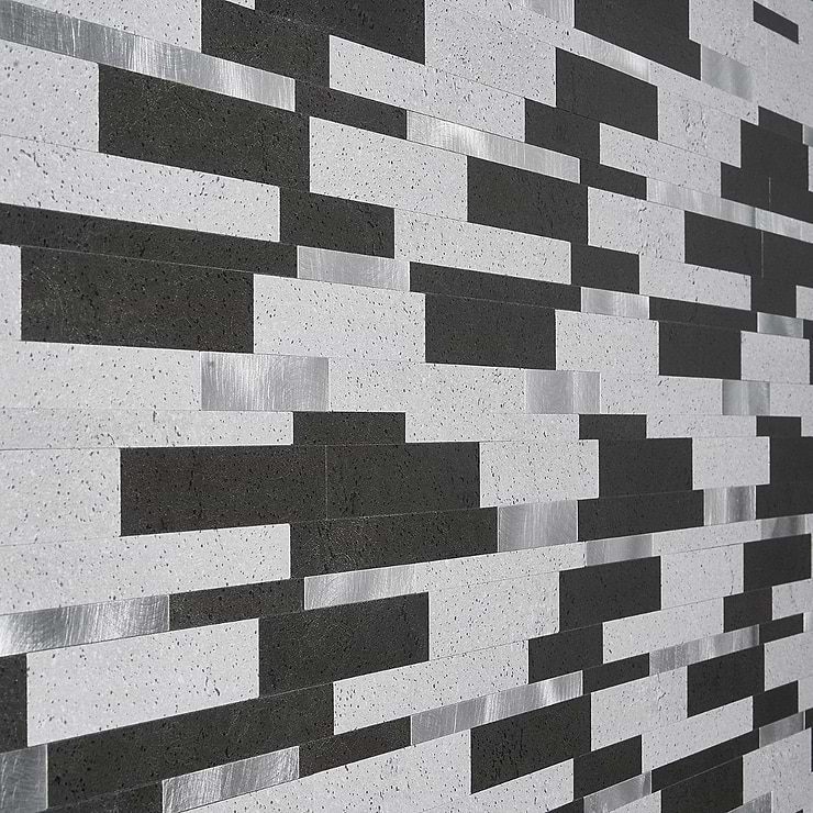 Metalway LPS Mixed Gray Solid Core Peel & Stick Self Adhesive Metallic Look Matte Mosaic Tile