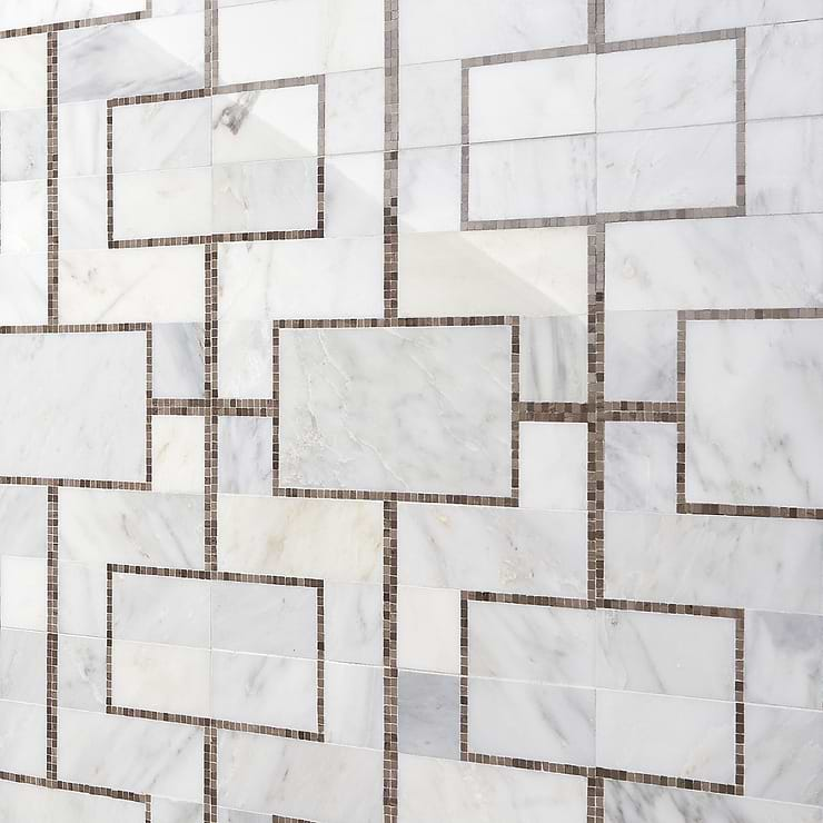 Cul De Sac Athens Gray & Asian Statuary Marble Mosaic Tile