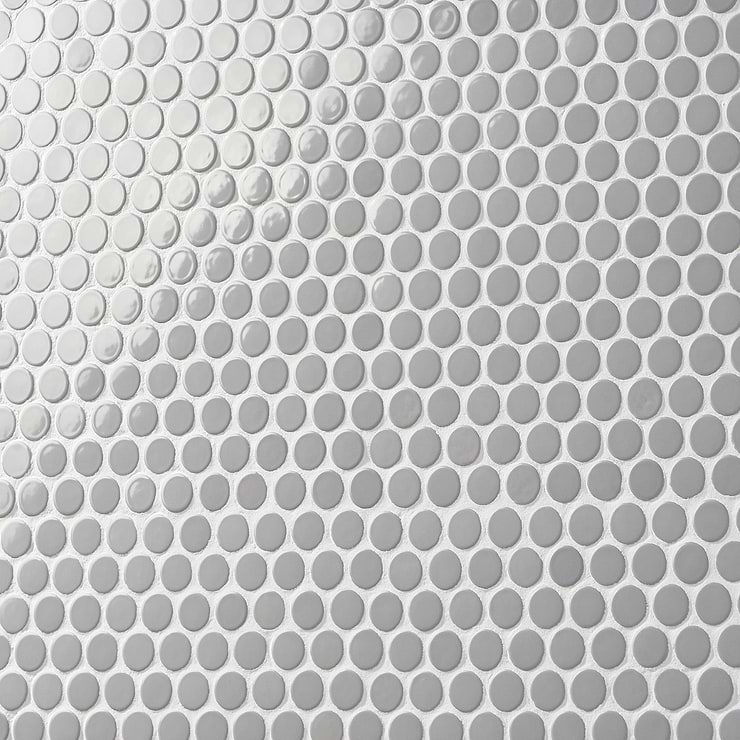 Paradise Gris Gray 1" Penny Round Polished Porcelain Mosaic