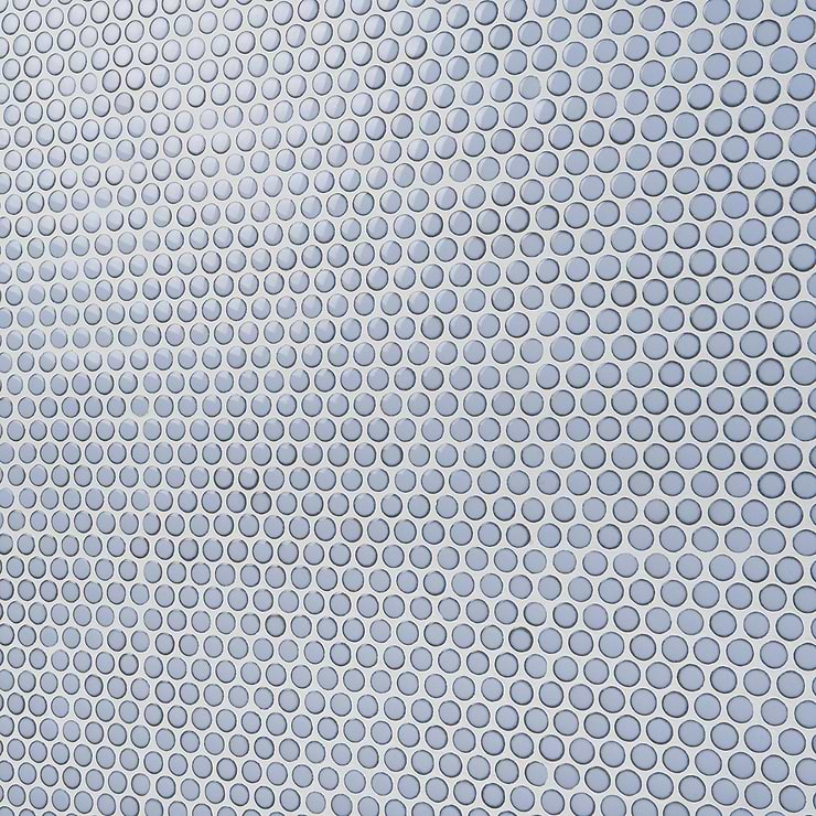 Eden Cloudy Sky Blue Rimmed 1" Penny Round Polished Porcelain Mosaic
