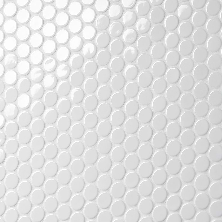 Paradise White 1" Penny Round Polished Porcelain Mosaic