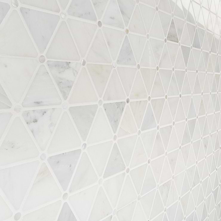 Highland Akoya White 2" Marble & Pearl Polished Mosaic Tile