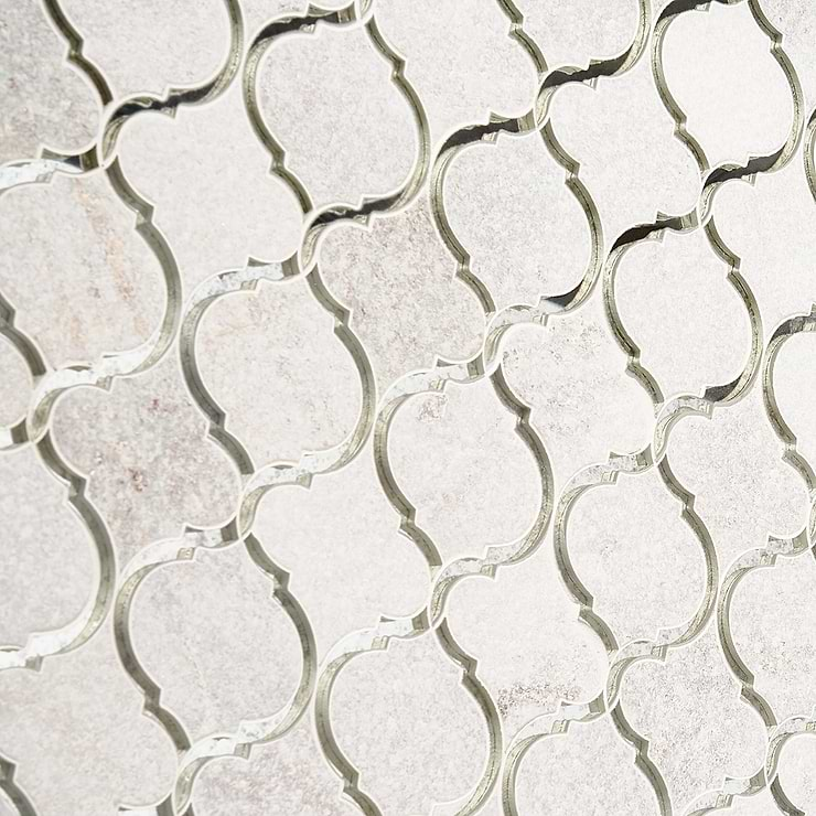 Veranda Niveous Quartz Polished Mosaic Tile with Mirrored Accents