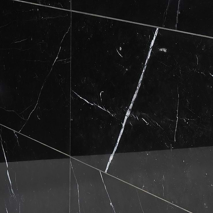 Nero Marquina 12x24 Polished Marble Tile